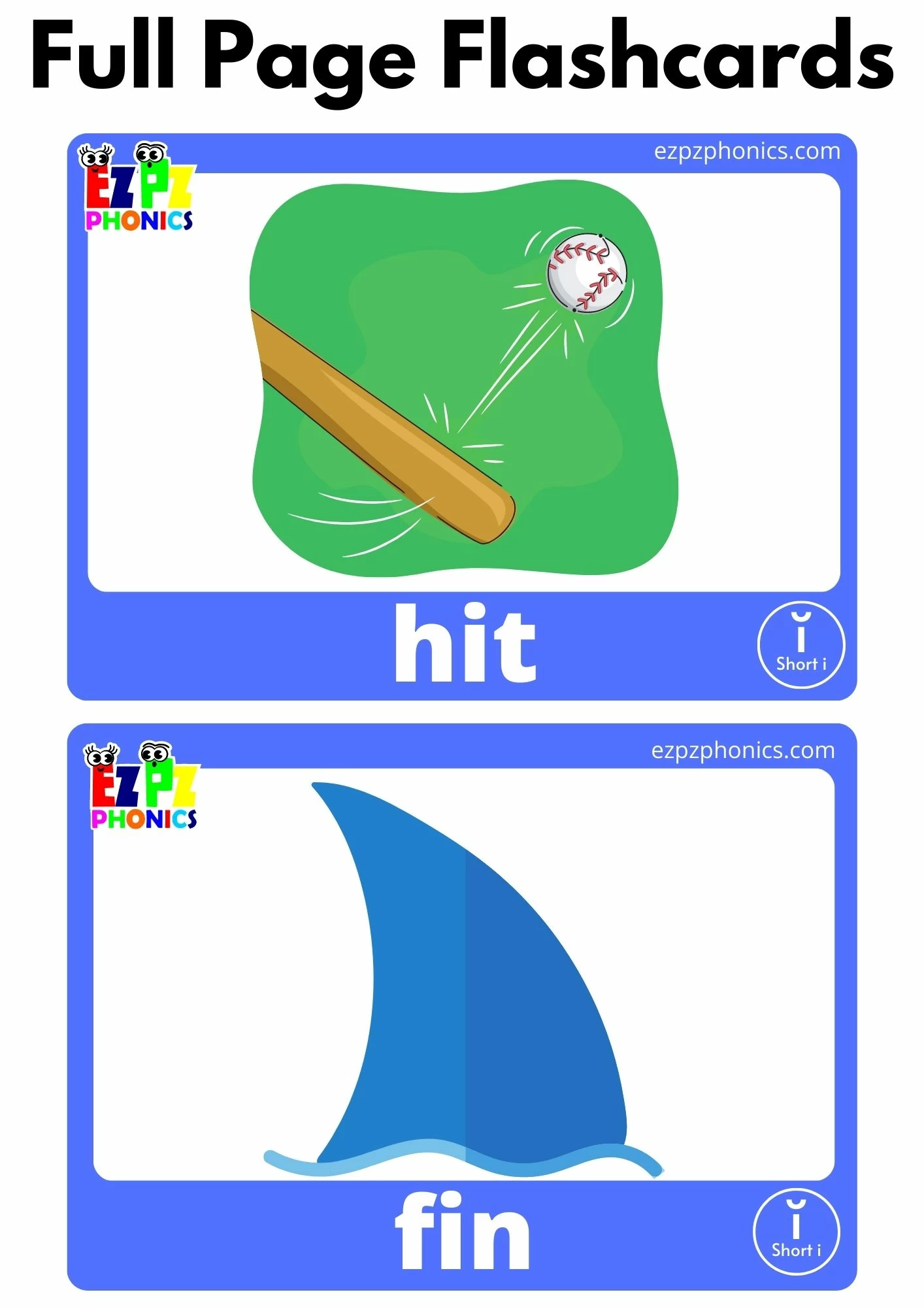 I Short Vowel CVC Words Flashcards Free PDF Download or View Online Phonics Flashcards Pack For ESL and Kindergarten Students 